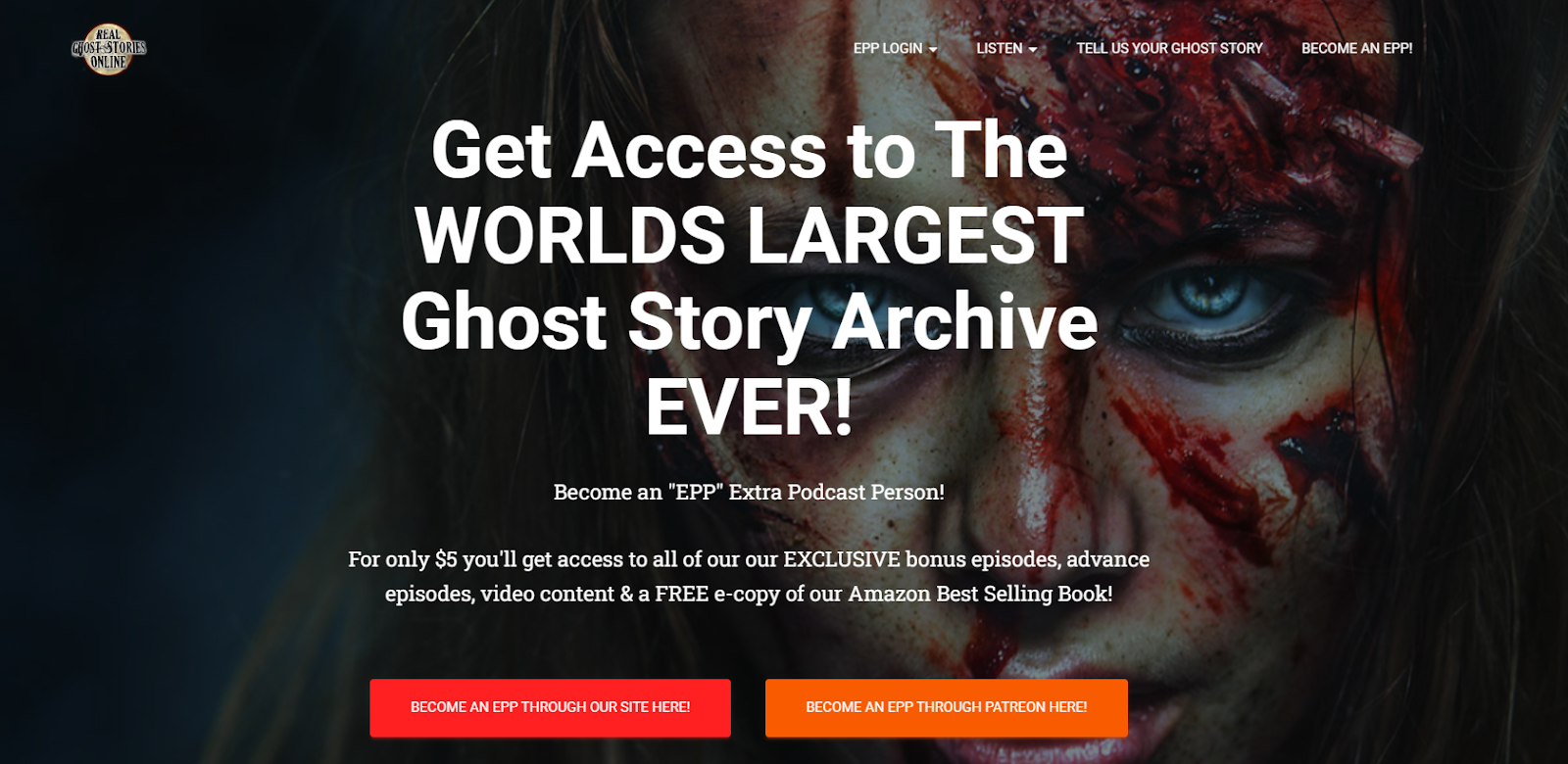 A website of real ghost stories shared though a podcast that lets users explore different episodes.