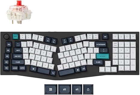 Keychron Q13 Max Alice Layout QMK Wireless Custom Ergonomic Mechanical Keyboard with 3-Mode BT5.2/2.4GHz/USB-C, Hot Swappable PBT Keycaps, RGB Backlight, Red Switch & Knob for MacOS & Windows, Q13M-M1