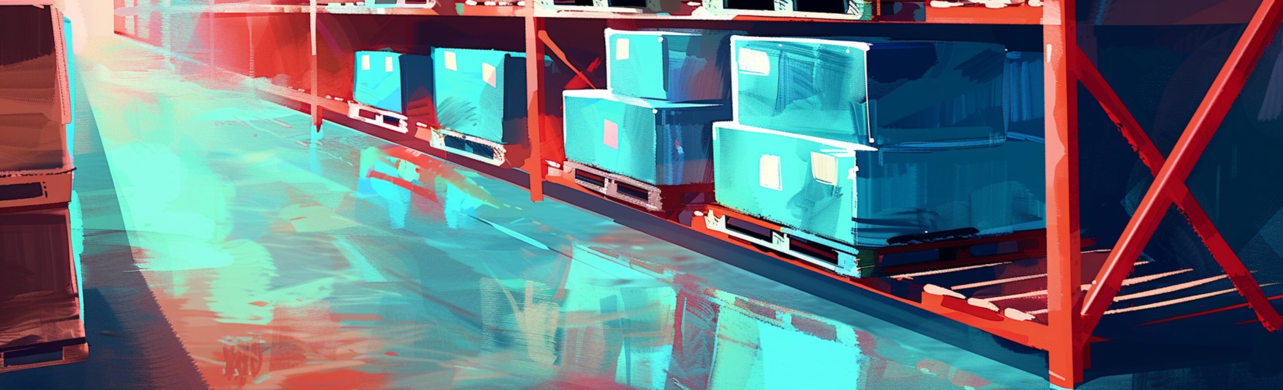 warehouse with pallets of boxes