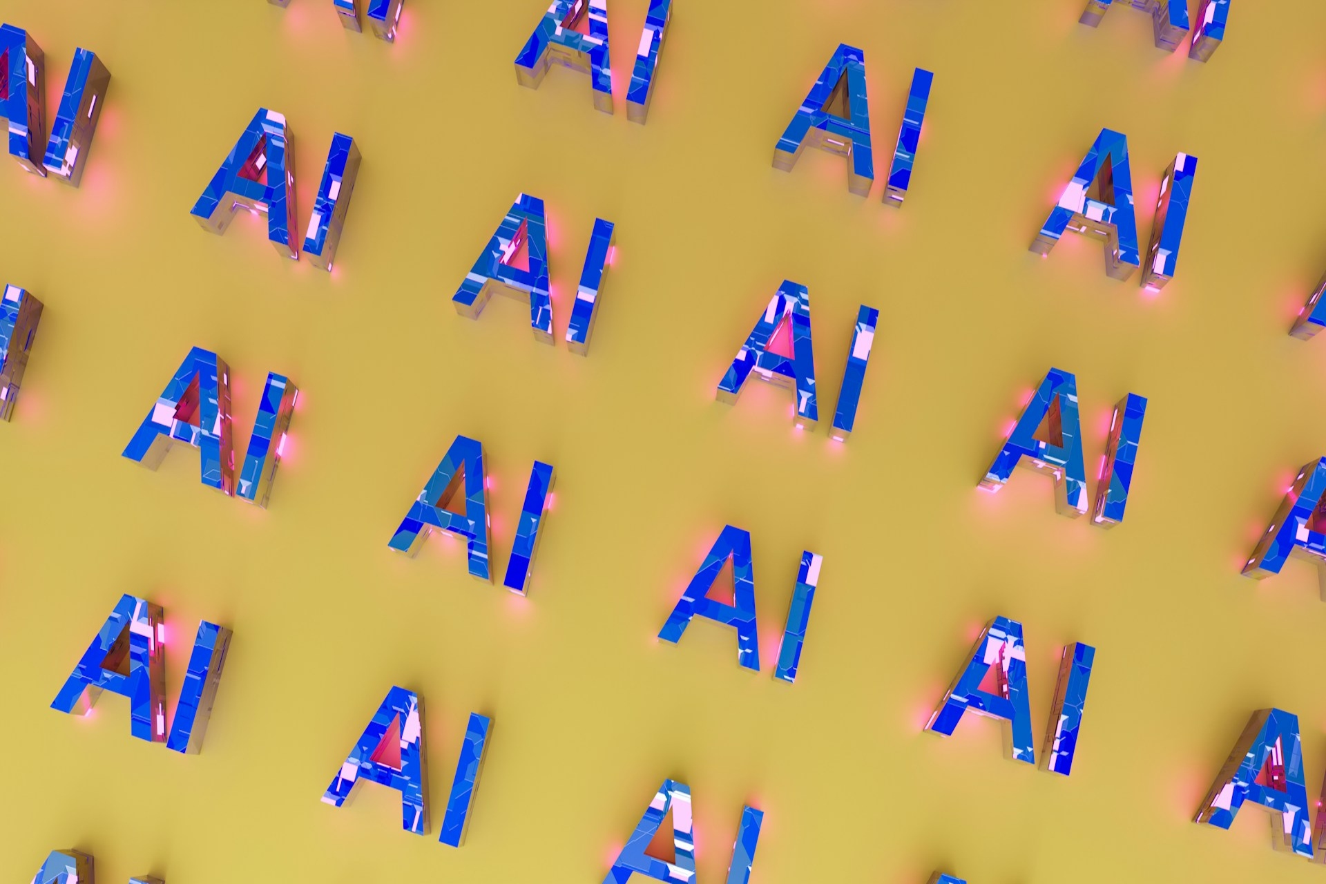 AI Letters on Yellow Background