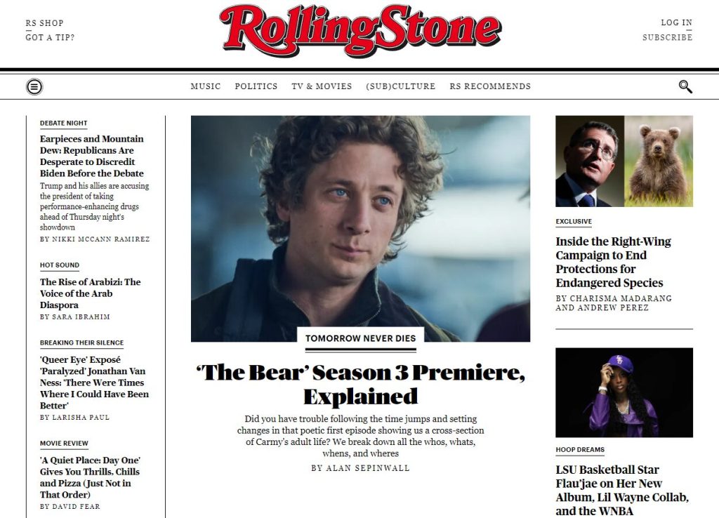Rolling Stone's website