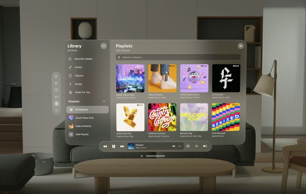 An Apple Vision Pro menu