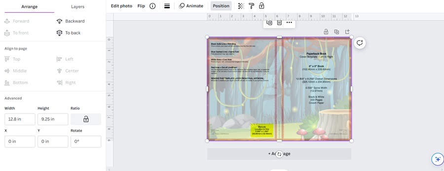 screenshot of what it looks like to add a background image with transparent cover template