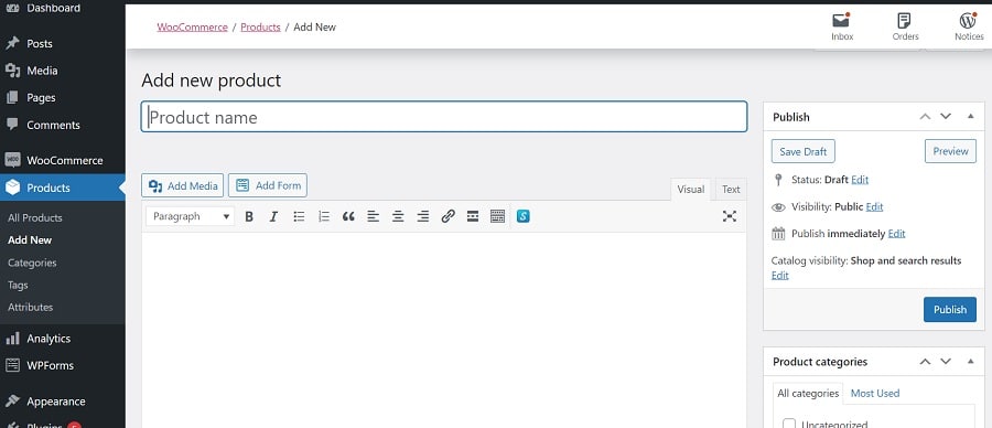 add new product woocommerce