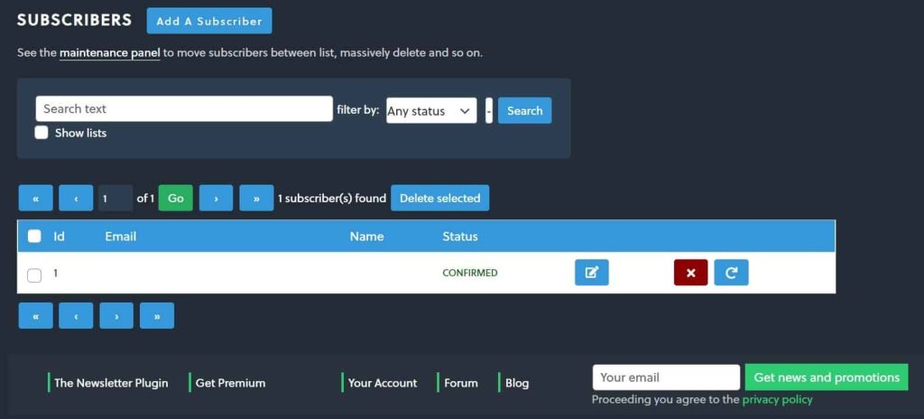newsletter plugin add subscribers