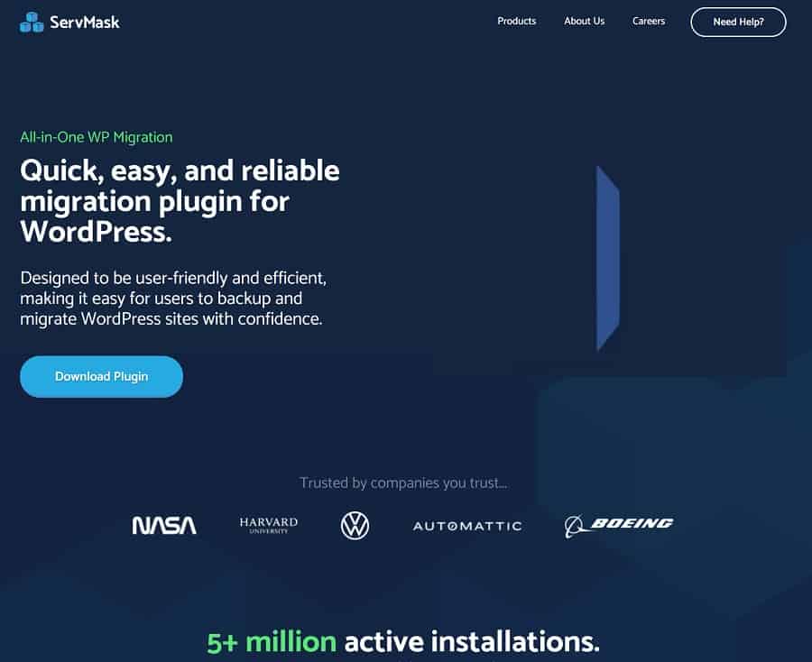 all-on-one wp migration screenshot
