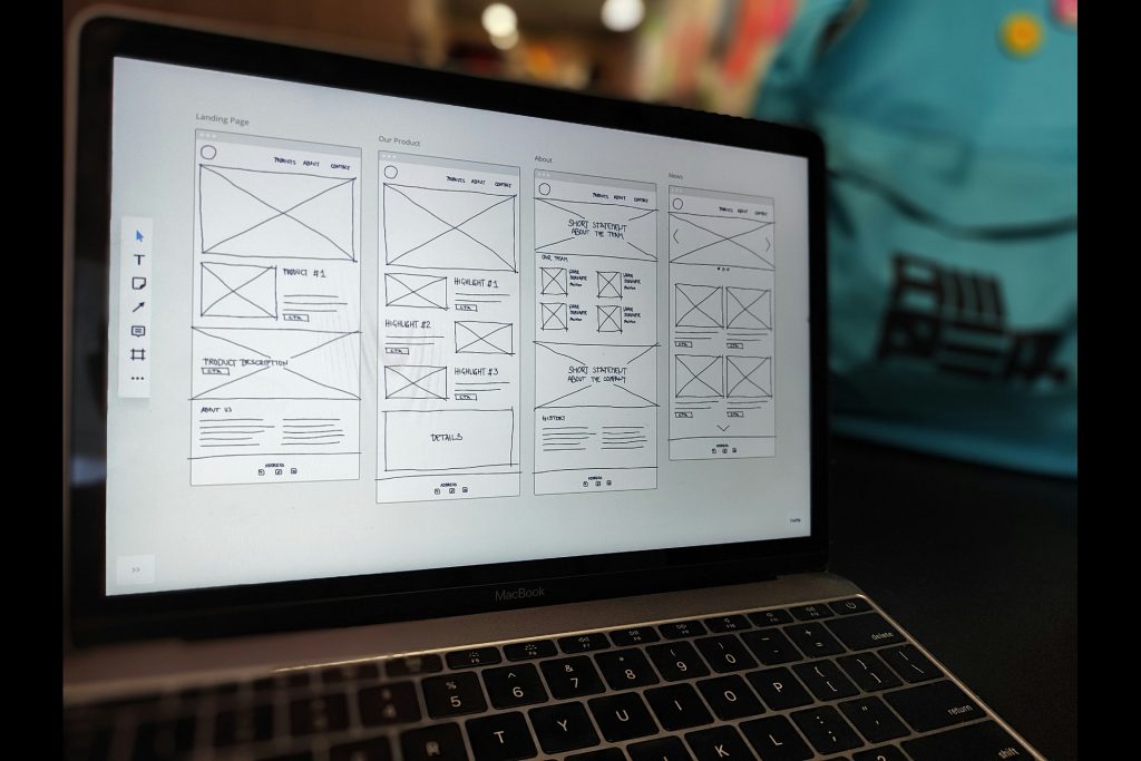 image of a basic wireframe on a laptop