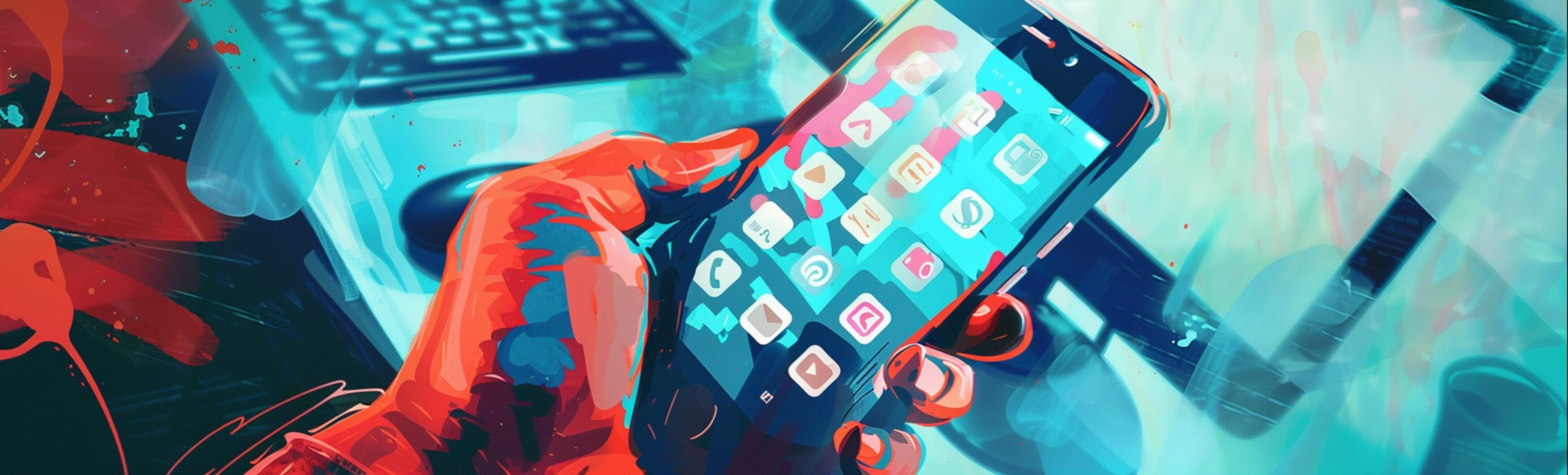 person holding up a phone with app icons on the screen