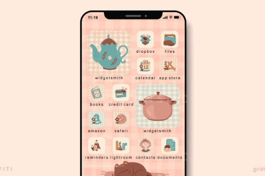 cozy vintage cottage theme app icon aesthetic
