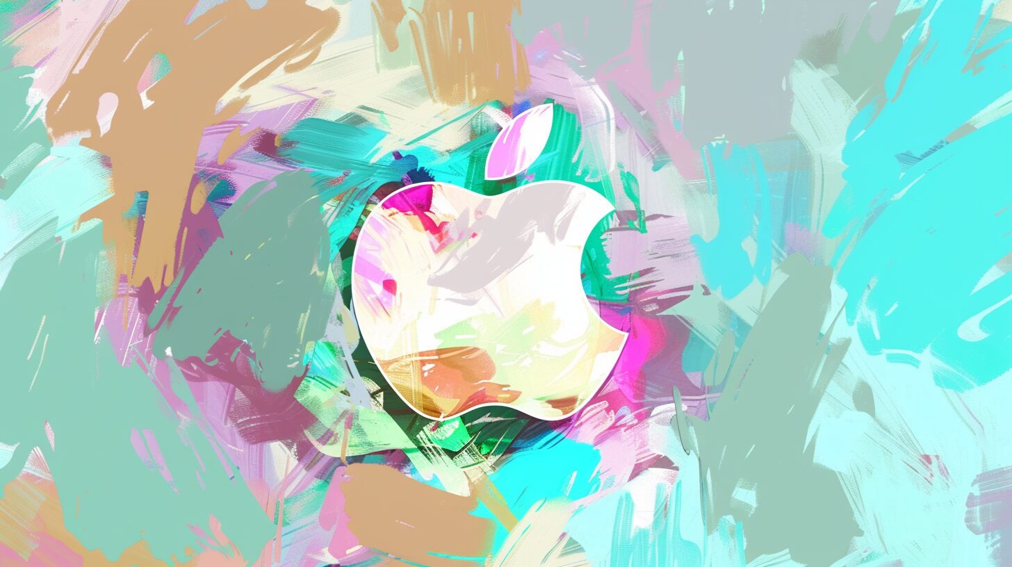 a watercolor depiction of the Apple logo