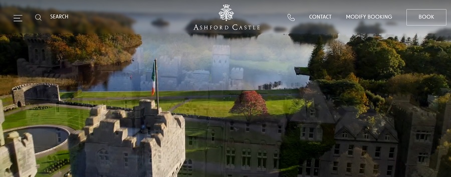 aerial view of ashford castle