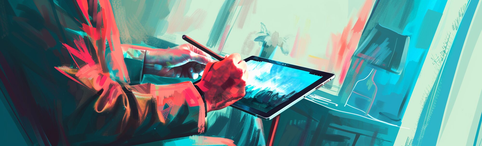 a person using a stylus to draw on a tablet