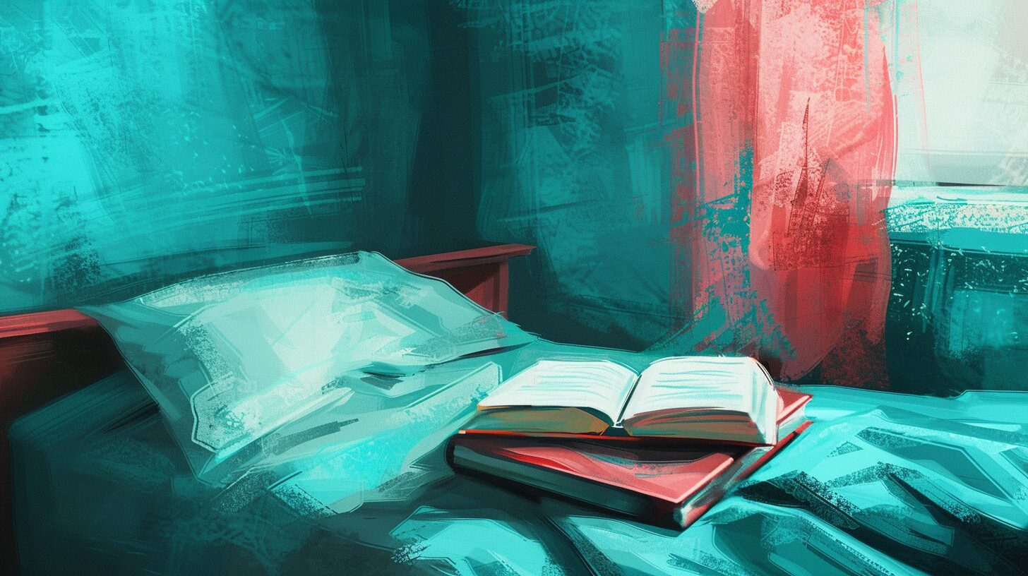 two books on top of a bed