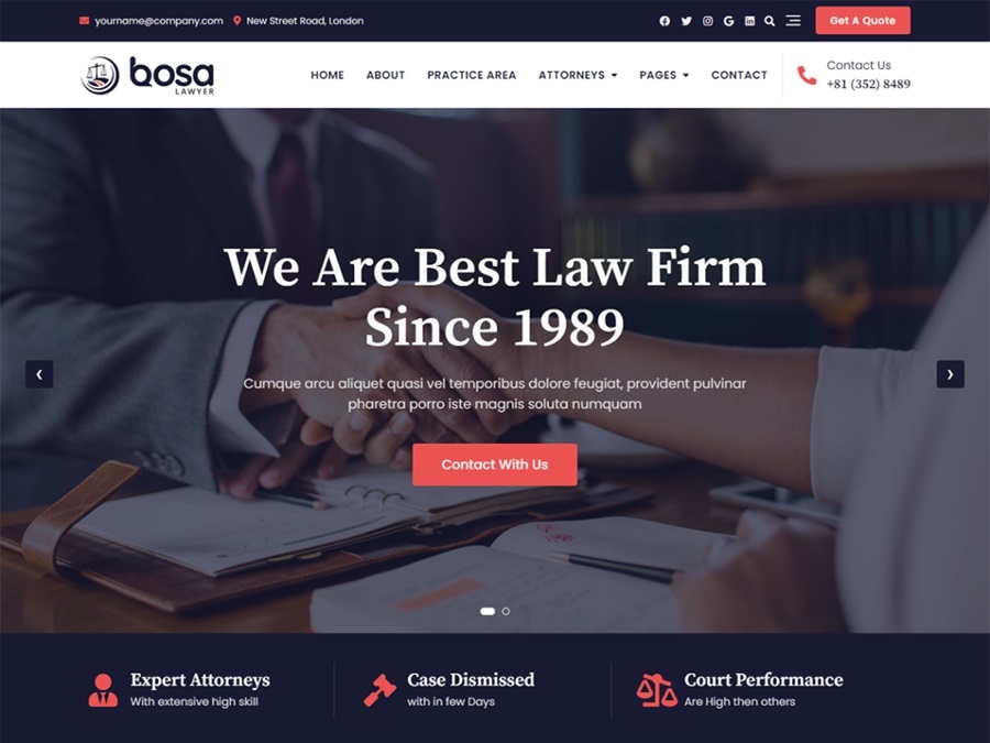 screenshot of lawyers theme