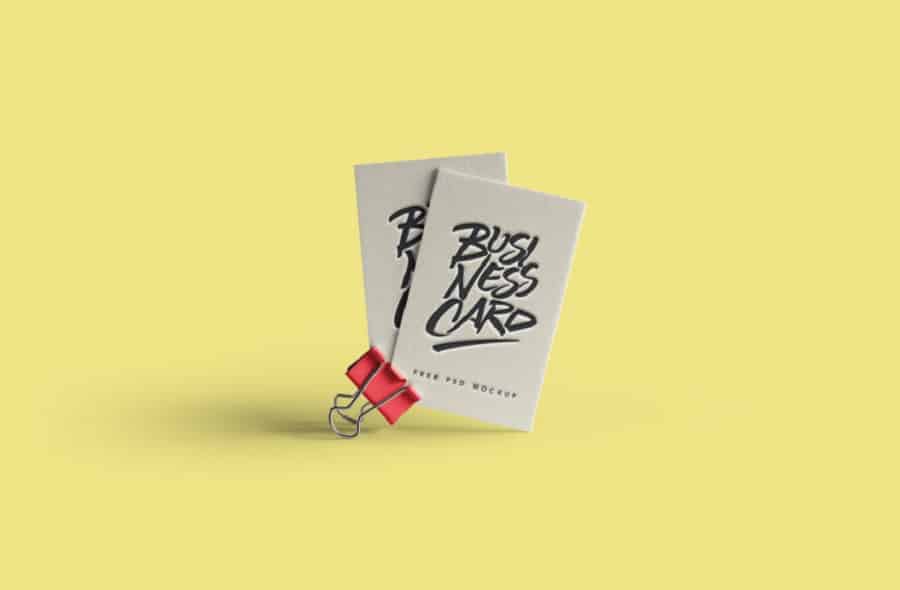 business cards on a clip