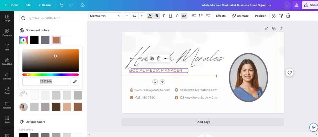 change colors when you create an email signature in canva