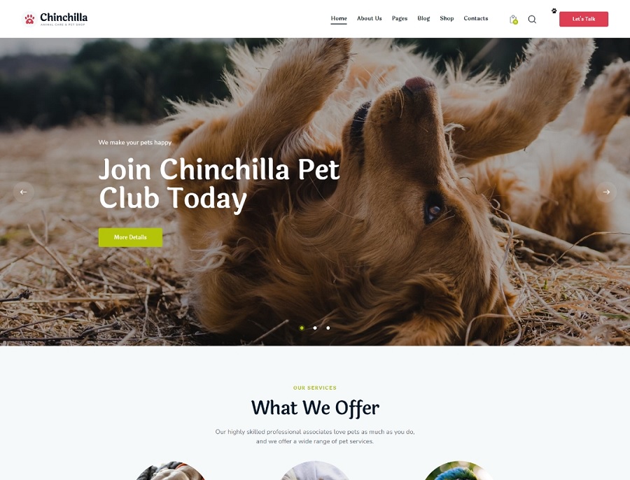 chinchilla pet wordpress theme screenshot dog training themes