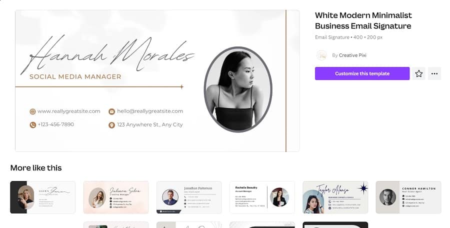 select a template in canva