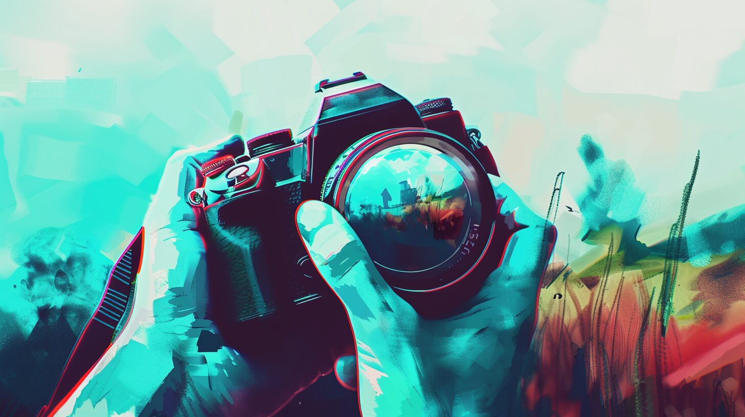 hands holding a camera