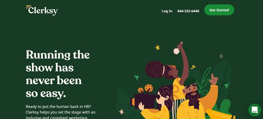 screenshot of clerksy home page