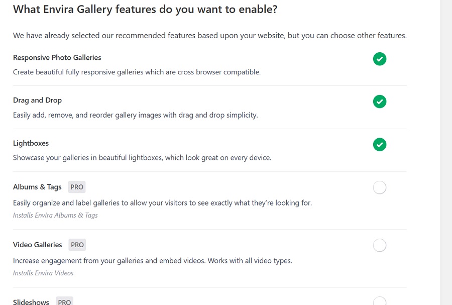 envira gallery features