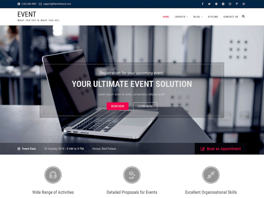 screenshot of event theme for wordpress