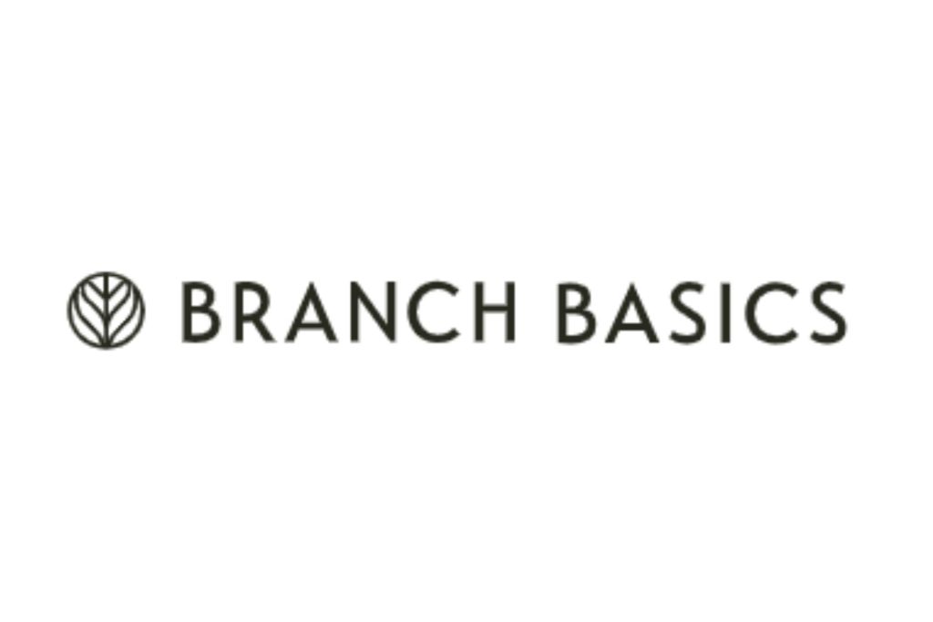 Branch Basics logo featuring a circular emblem divided into symmetrical segments