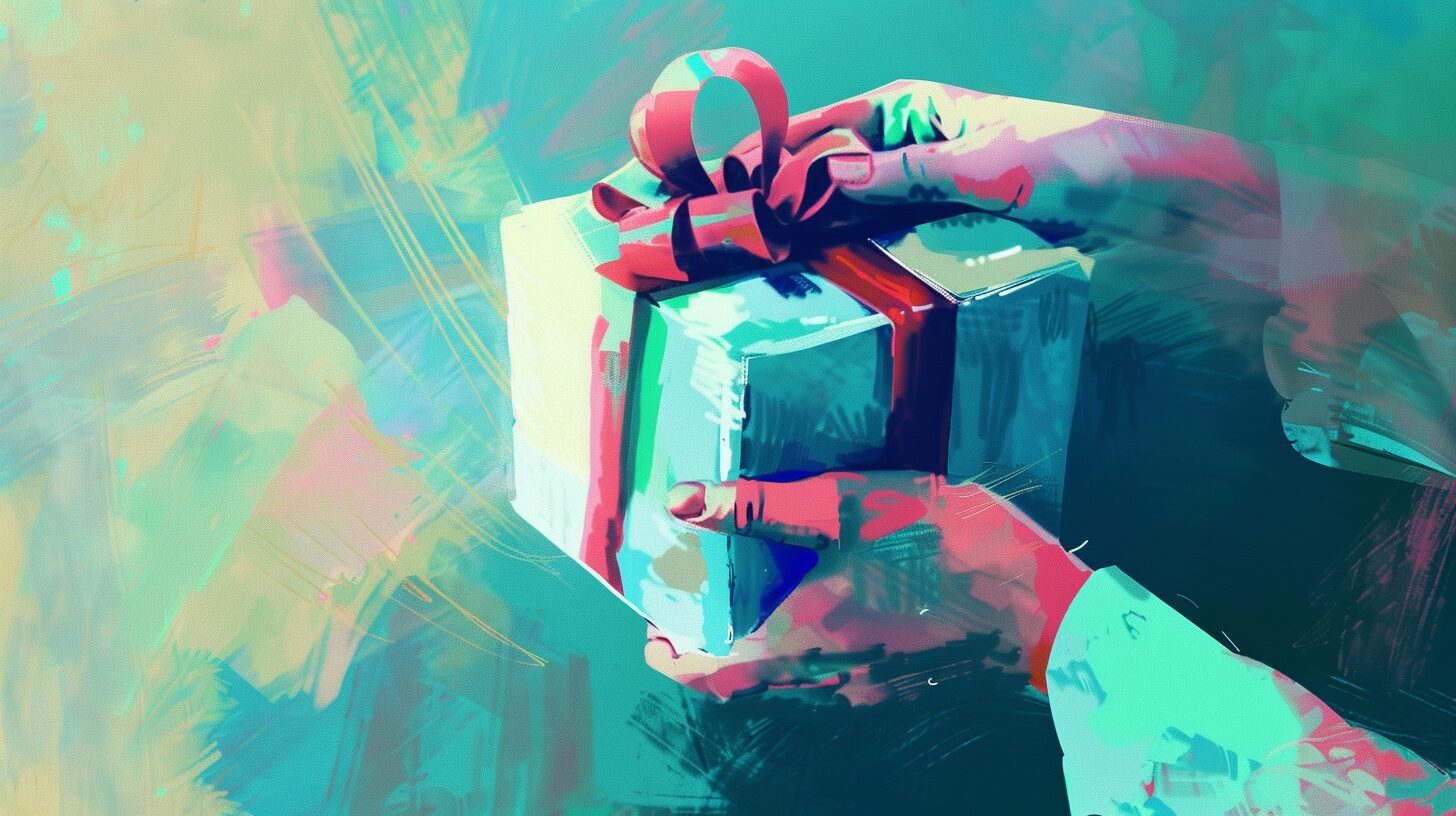 a closeup of a present being held in a person's hands