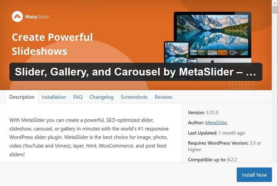 how to install metaslider screenshot