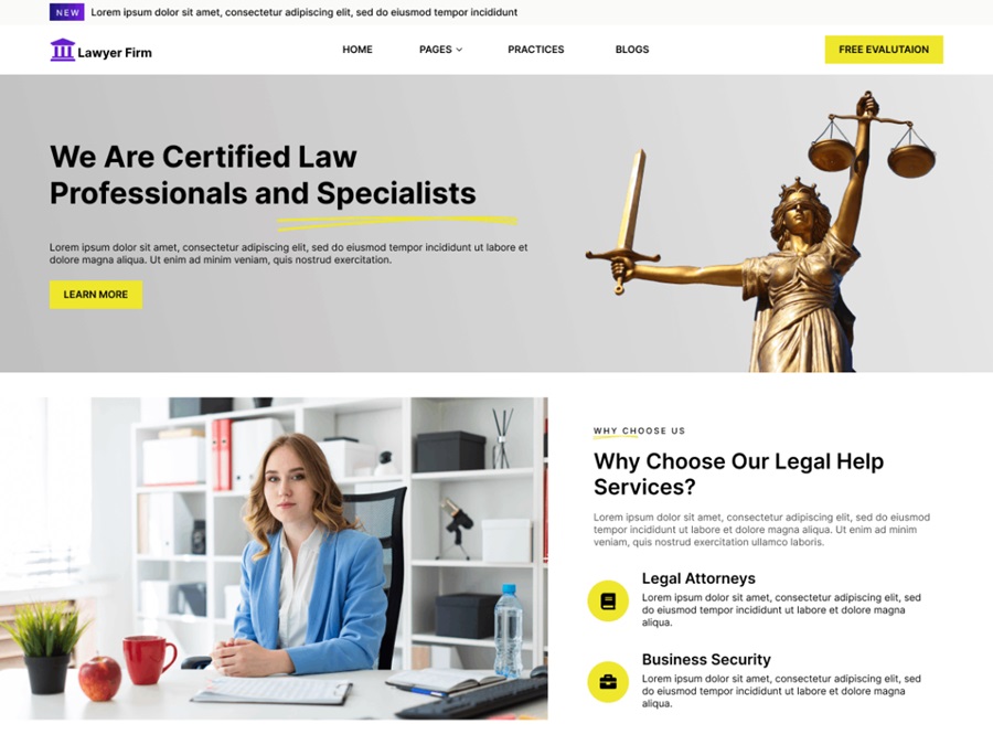 screenshot of lawyers theme