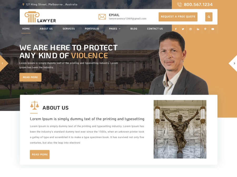 screenshot of lawyers theme