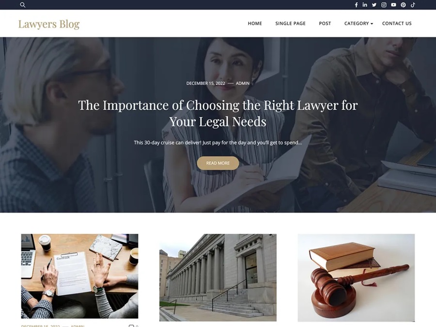 screenshot of lawyers theme