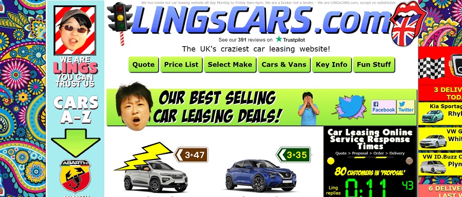 screenshot of Ling's Cars for inspiration for retro style websites