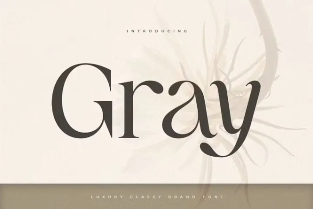 Elegant gray font against neutral backdrop.