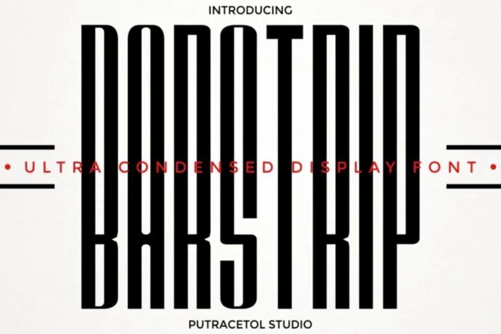 Unique font design named barstrip, featuring bold stripes and modern style.