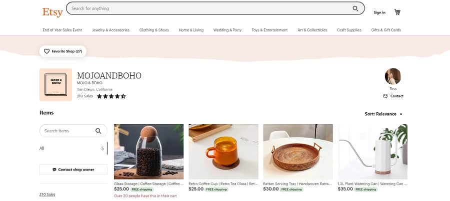 mojo and boho screenshot how to sell on etsy