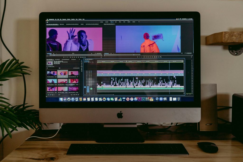 a mac display with an open source video editing software open