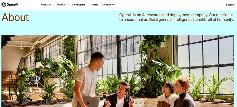 openai about page screenshot