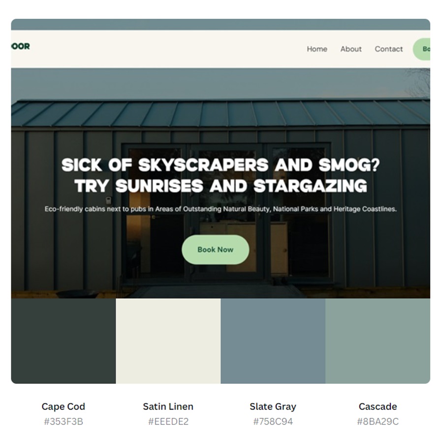 screenshot of outdoor inns color palette