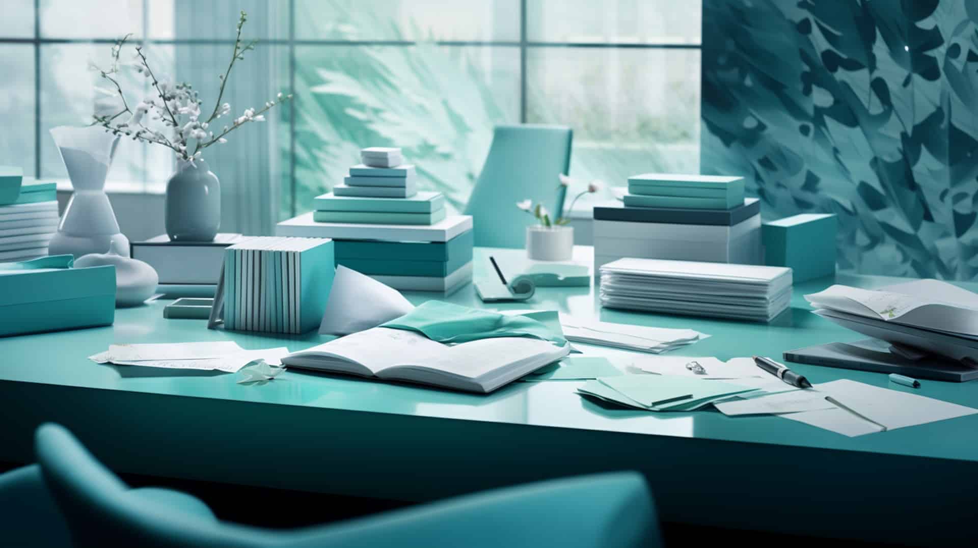 Piles of flyers and books.