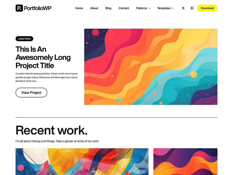 screenshot of portfolio wp artists themes