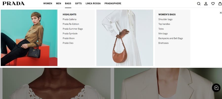 prada website screenshot
