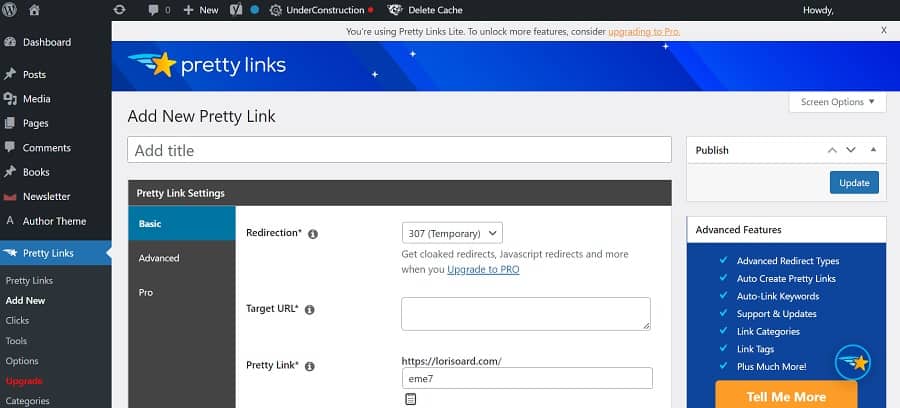 create new pretty link