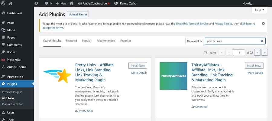 pretty links install website
