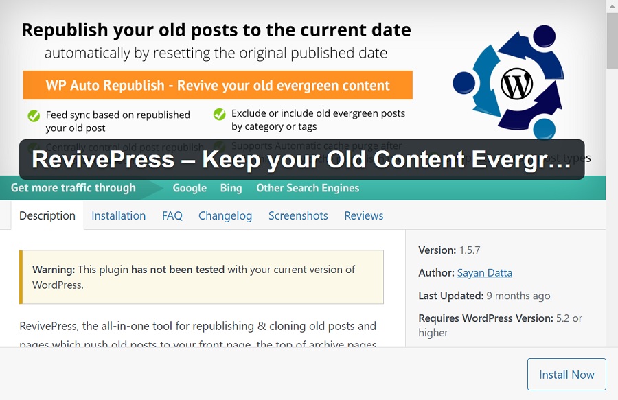 screenshot revivepress install screen