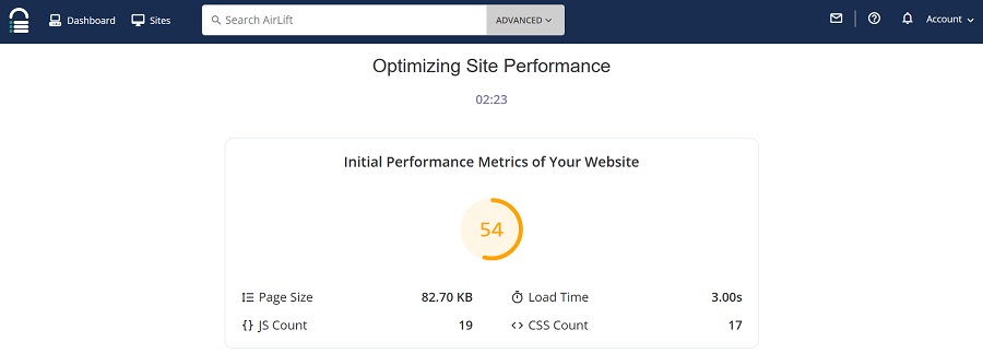 site performance before airlift