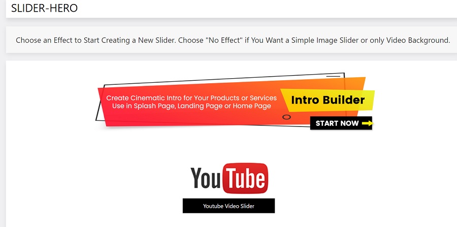 slider hero create a new slider
