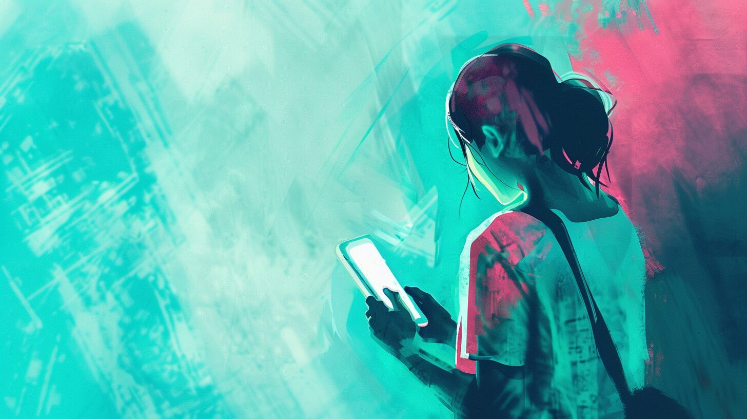 person holding a phone and looking at the screen