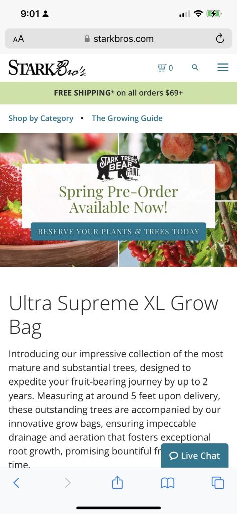 stark bro's mobile version of website