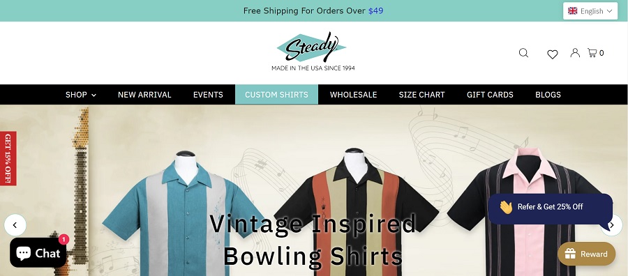 screenshot of steady for example of retro website